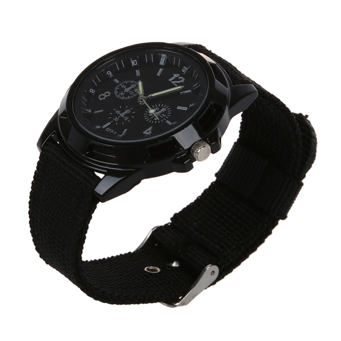 

Men Gents Sports Black canvas Band Big Dial Quartz Wrist Watch