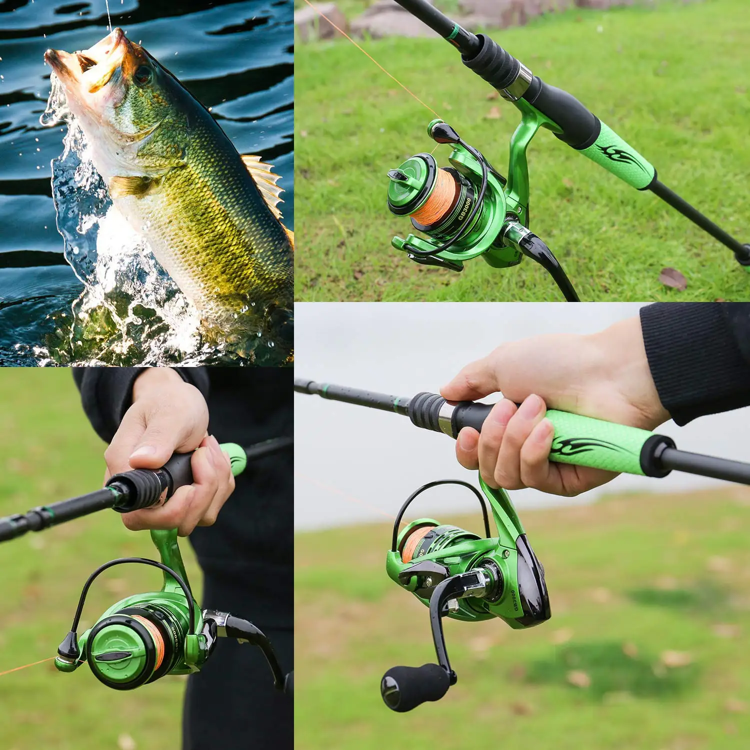 Sougayilang 2.1M 2.4M Spinning Fishing Rod Reel Combo-Carbon Portable Lure Rod Pole with 13+1BB Spinning Fishing Reel Wheel