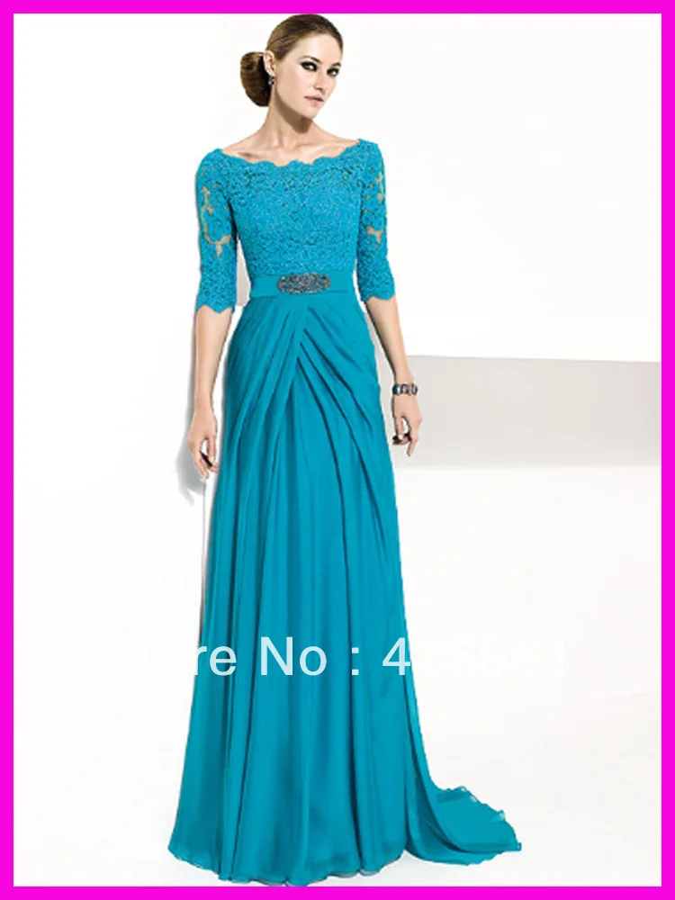 

Best Sell Long Sleeve Lace Floor Length Mother of the Bride/Groom Gowns Chiffon M1004