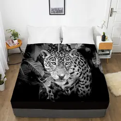 Индивидуальная кровать с 3D принтом, эластичная простыня, простыня queen/King, матрас с животным белым леопардовым принтом 160x200/150x200, Прямая