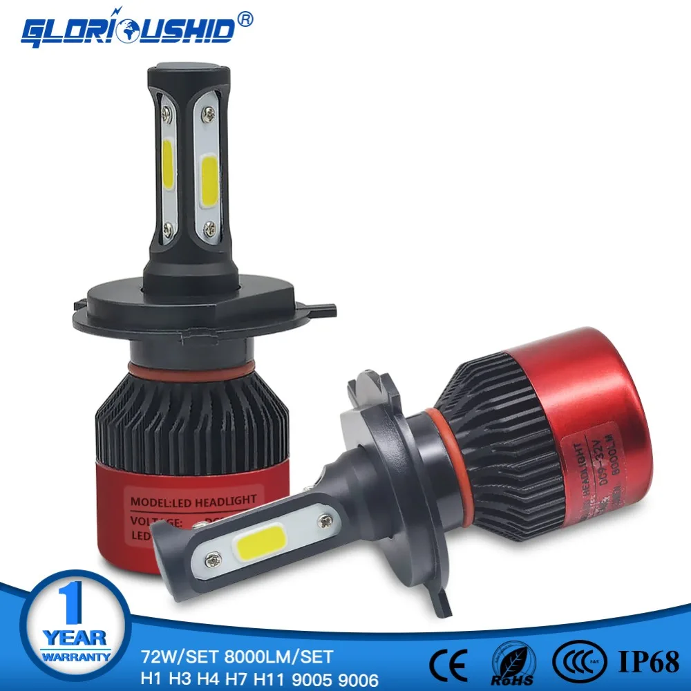 Led H7 H4 H1 H3 H11 H8 H9 9005 HB3 9006 HB4 Auto Led Light 72W