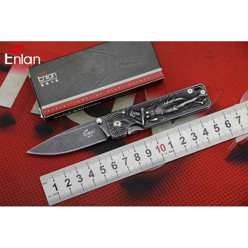 

ENLAN M033 Folding Knife 8Cr13Mov Blade 440c Handle Gift knife outdoor hunting camping pocket fruit knives EDC fishing Tools