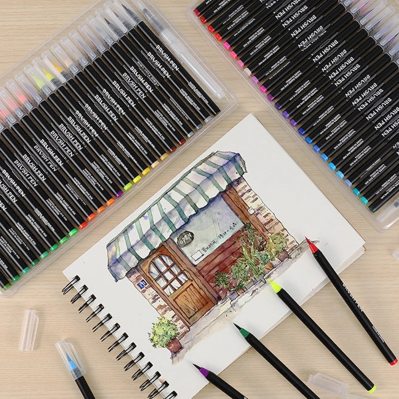 

20/24/48 Soft Head Watercolor Pen Set Student Watercolor Pen Washable Brush Pen Drawing Art Supplies Water Soluble Pastels