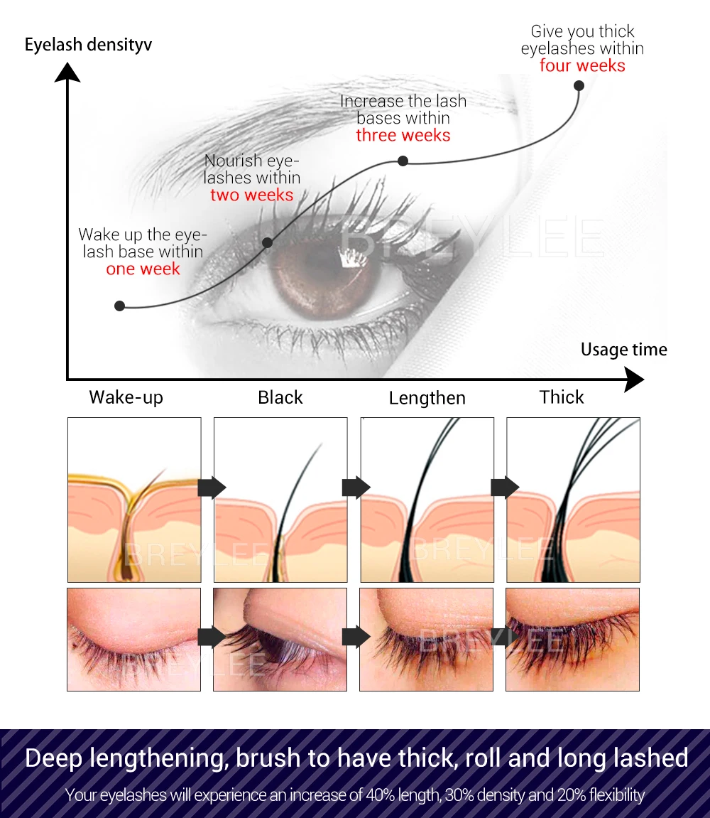 BREYLEE Eyelash Growth Serum Eyelash Enhancer Eye Lash Treatment Liquid Longer Fuller Thicker Eyelash Extension Makeup 10PCS