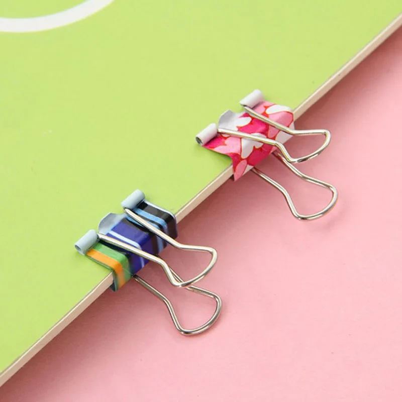 24Pcs/set Cute Little fresh printing Paper Binder Clips Photo Holder