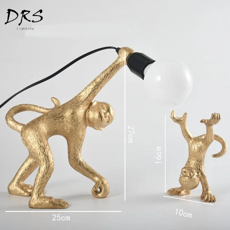 SELETTI Современная черная обезьяна пеньковая веревка животное лампа в форме обезьяны гостиная ресторан спальня магазин одежды настольная лампа настольное освещение - Цвет корпуса: Gold