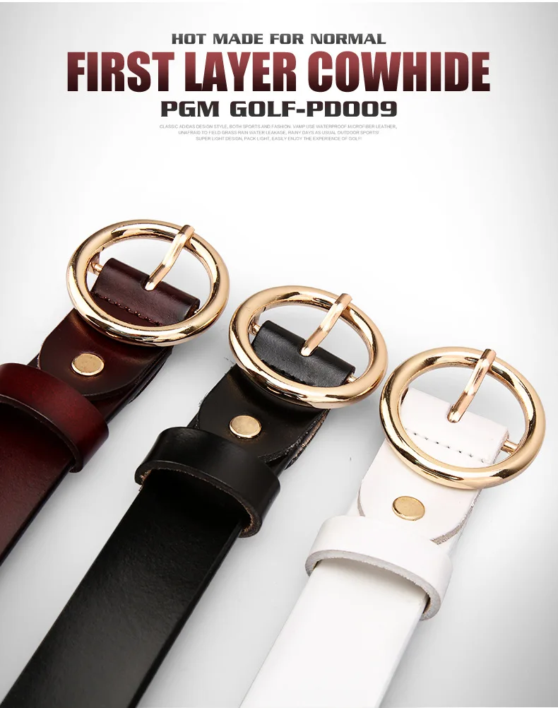 PGM корейский ремень в стиле гольфа женские декоративные часы с круглым ремешком на пуговицах спортивный пояс из воловьей кожи PD009