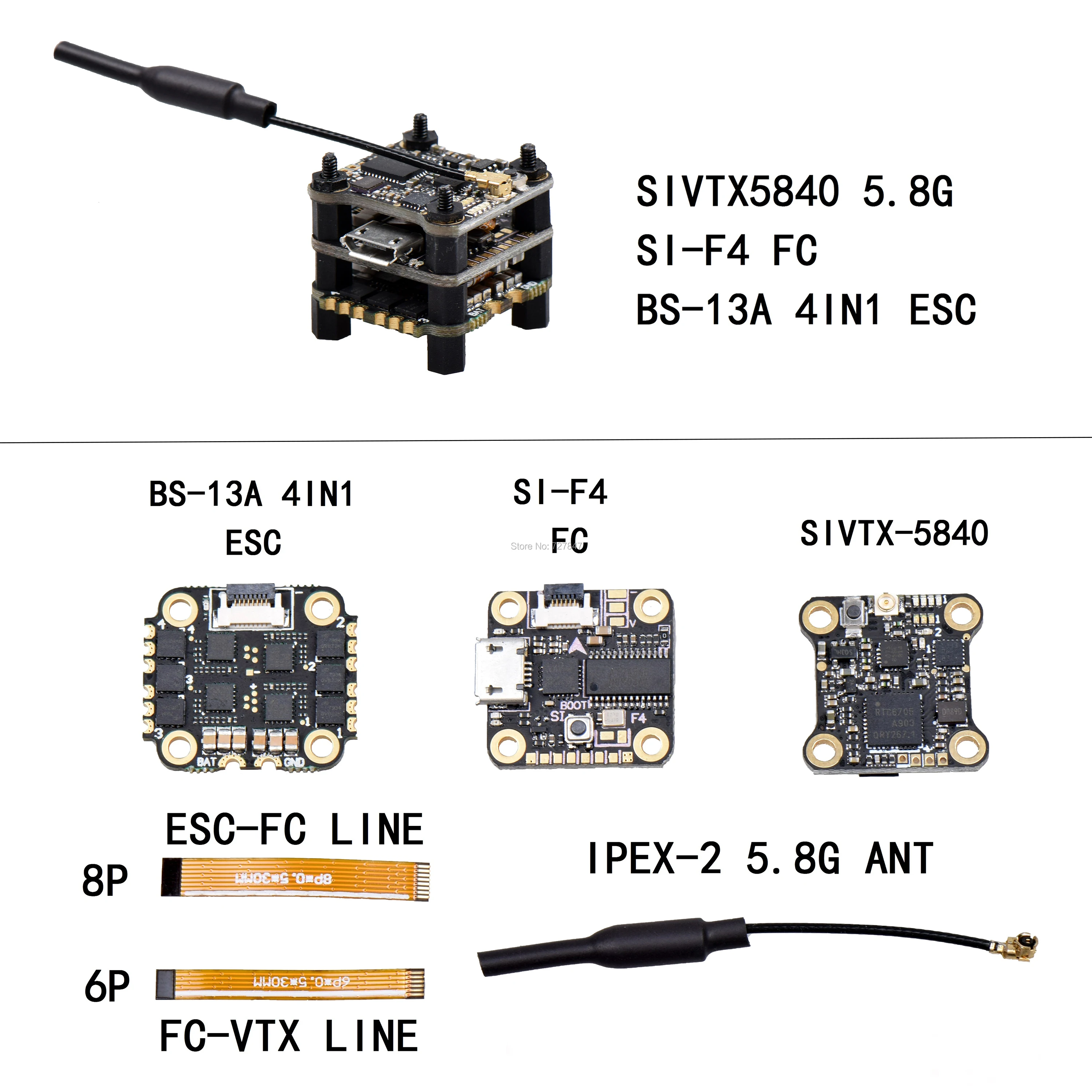 Flytower SIF4 F4 полета Управление w/BEC 2A ESC BS-13A 13A 2-4S 4IN1 ESC+ SIVTX-5840 25/100/200 мВт Передатчик серверный компьютером с экранным меню настройки