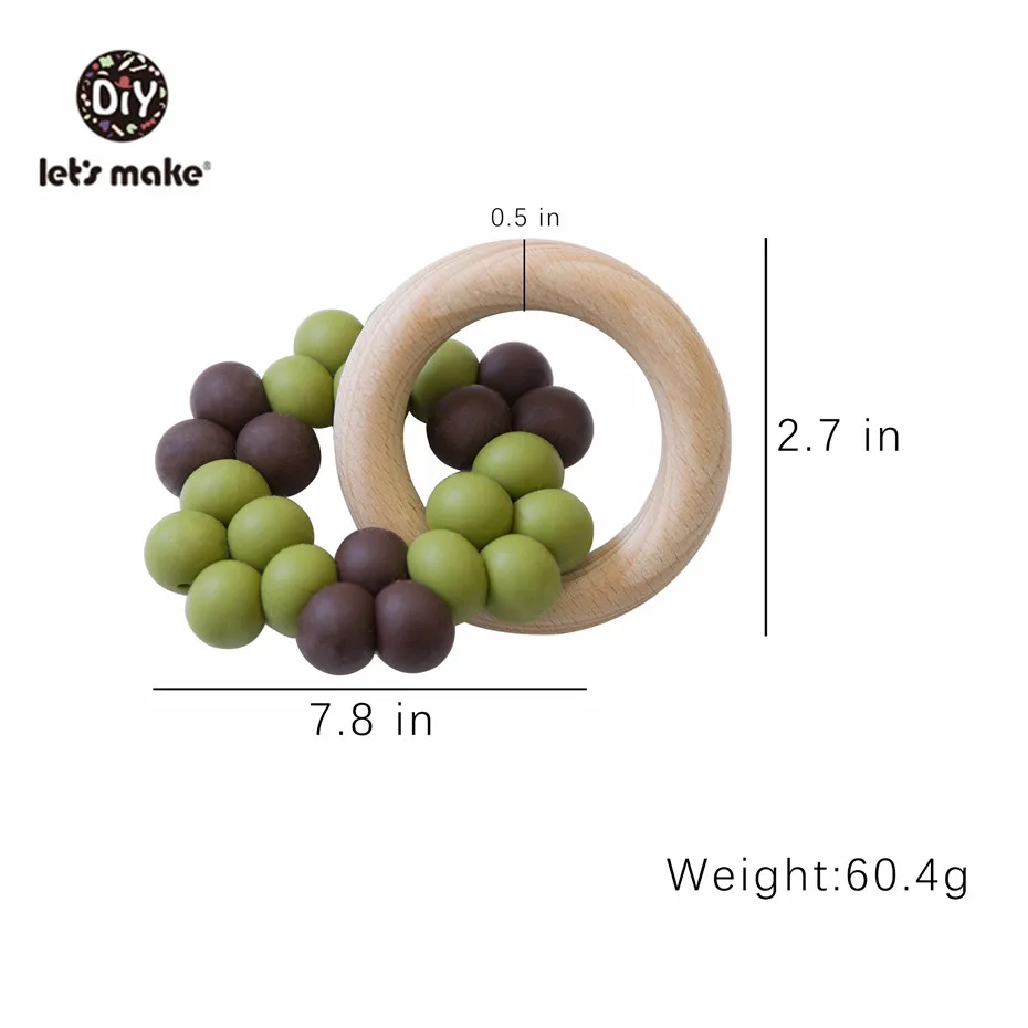 Давайте сделаем 1 шт. детский силиконовый прорезыватель из дфп Бесплатные Силиконовые бусы для прорезывания зубов игрушки деревянные кольца детские товары для кормления деревянные прорезыватели