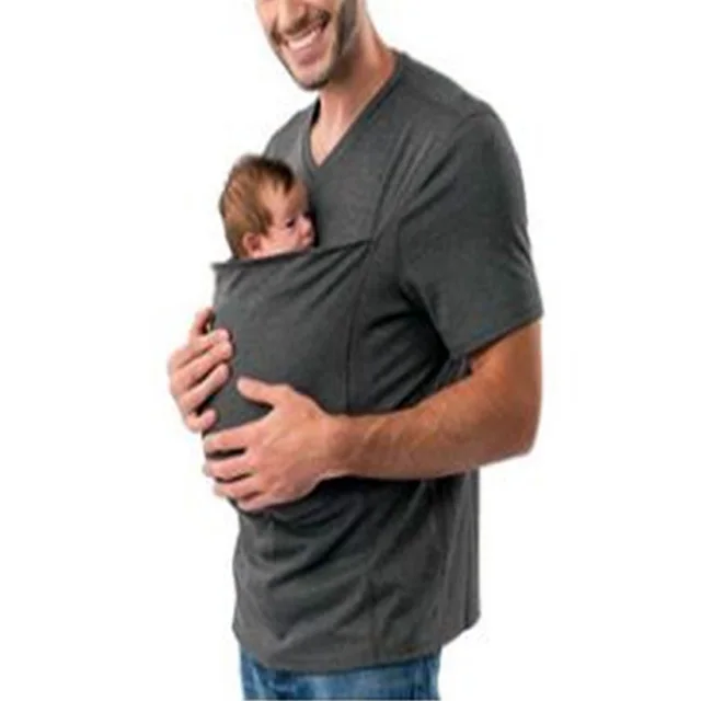 2018 Summer Baby Carrier Sling Kangaroo T Shirt Men Multifunction Short
