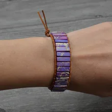 Браслет в стиле "панк" Femme натуральный японский камень один кожаный обёрточная браслет бусы Богемия пляжный браслет ювелирные изделия