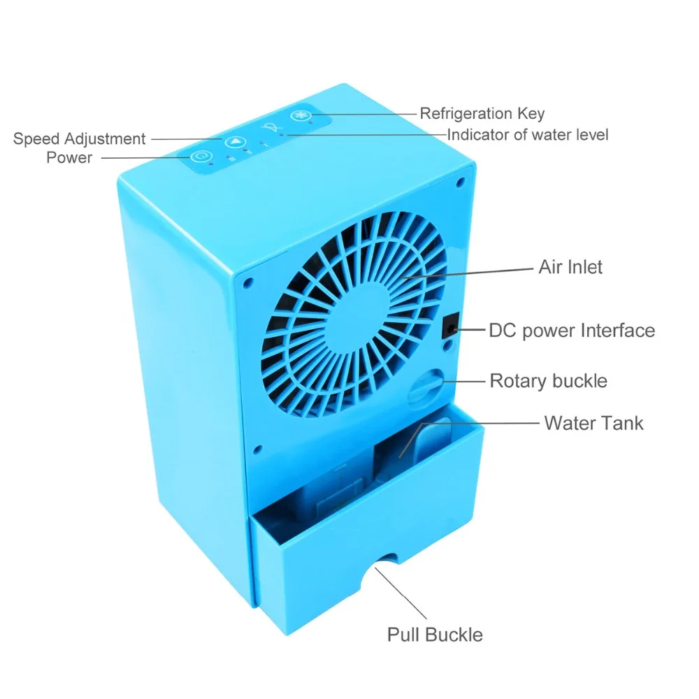 2018 Mini escritorio aire acondicionado refrigeración humidificación enfriador de aire azul/blanco Ventilador portátil Ventilador fuerte viento en Stock