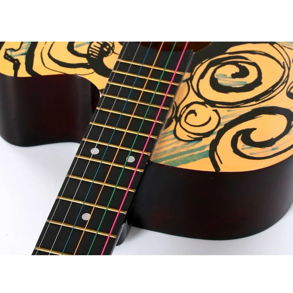 38 inch Folk Guitar Color Painted Graffiti Skull Basswood 6 String Guitarra Beginner Home-schooling Guitar Accessories AGT19