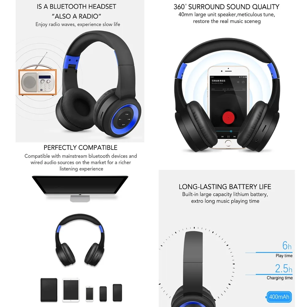 SOONHUA TR905 складные беспроводные Bluetooth наушники с микрофоном Голосовая команда шумоподавление Гарнитура универсальная для телефона планшет