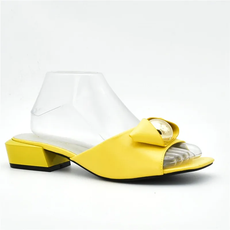 Новое поступление; летние женские туфли на низком каблуке; женские Босоножки на каблуке без застежки; элегантные вечерние туфли-лодочки; обувь в африканском стиле - Цвет: Цвет: желтый
