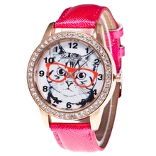 Venda quente Do Sexo Feminino Quartz Dial Diamante Couro Analógico Relógio de Pulso Rodada Caso Relógio de Presente 1 pcs Jan 18