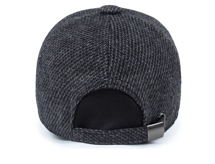 [AETRENDS] Woolen Knitted Design Winter Baseball Cap Men Thicken Warm Hats with Earflaps Z-5000
