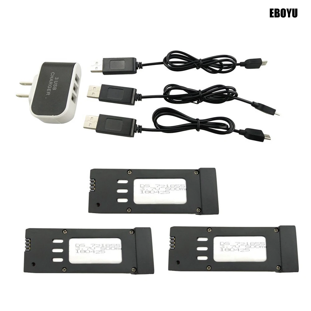 3 шт. * 7 В 500 мАч Lipo батарея + USB в 1 зарядное устройство для E58 S168 JY019 GD88 L800 складной RC