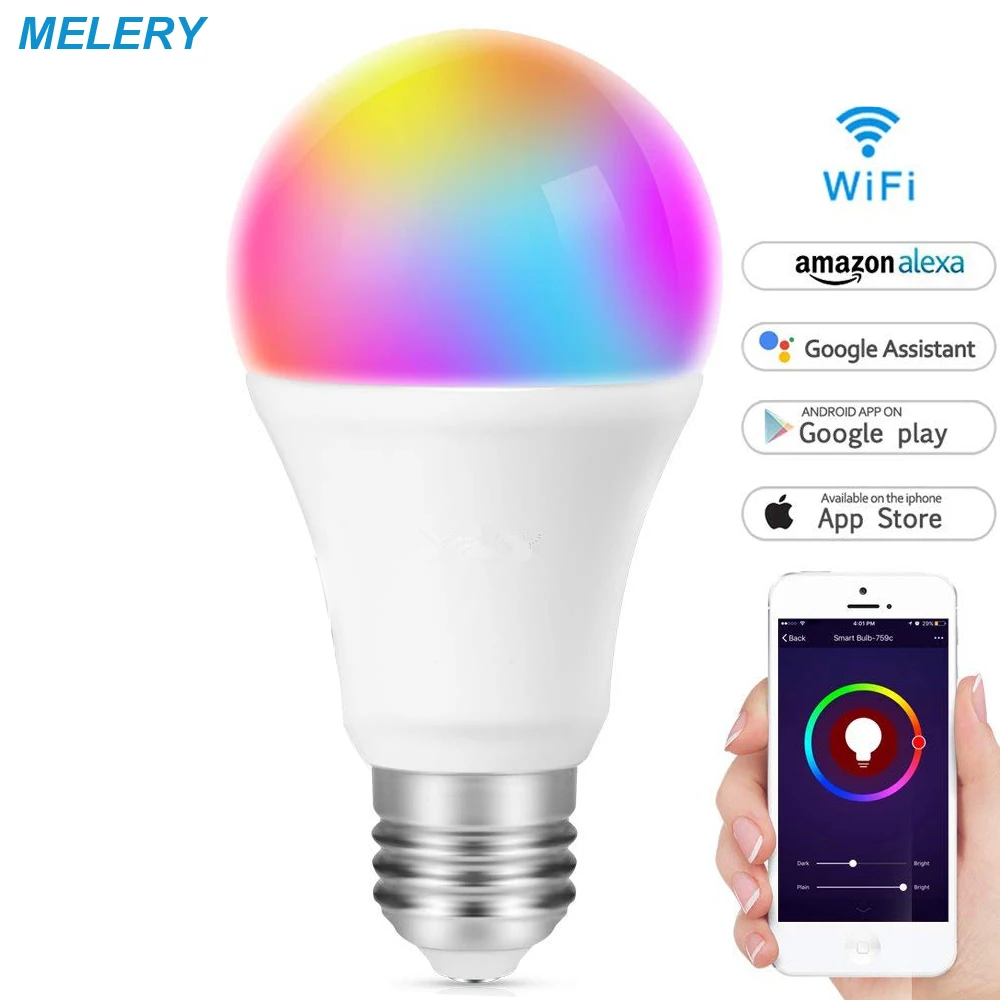 

WiFi Smart LED Light Bulb E27 Led Lamp 8W A21 RGB Multicolored Dimmable Remote Control Homekit Works with Alexa and Google Home