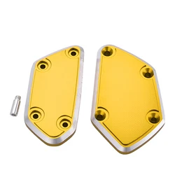 Premium Motorcycle Front Brake & Clutch Fluid Reservoir Cover Caps (Gold)