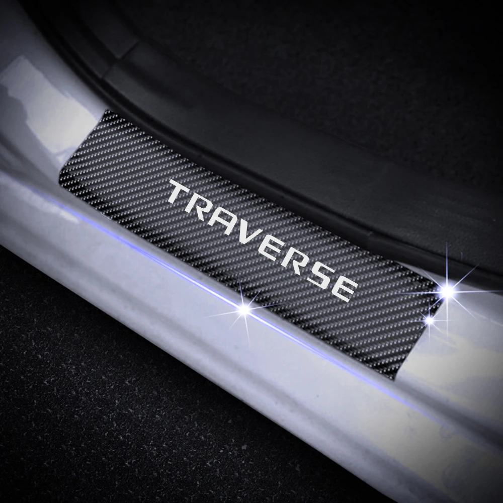 Protetor para Chevrolet Fibra de Carbono Adesivo de Carro do Peitoril da Porta da Placa do Scuff Estilo do Carro Porta Passo Traverse 4d Vinil Auto Peças 4 Pcs 18 TRAVERSE 4D fibra De Carbono vinil adesivo