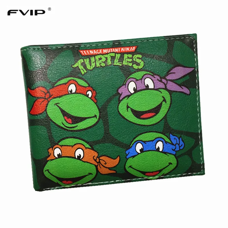 Fvip سلاحف النينجا السلاحف محفظة لطيف الكرتون كاريكاتير محفظة الطالب محفظة مع بطاقة الائتمان حامل سعر الدولار