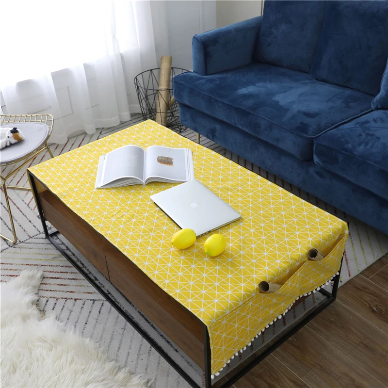 Желтое постельное белье из хлопка с геометрическим рисунком скатерть прямоугольный журнальный столик для гостиной Коврик Скатерть ТВ шкаф