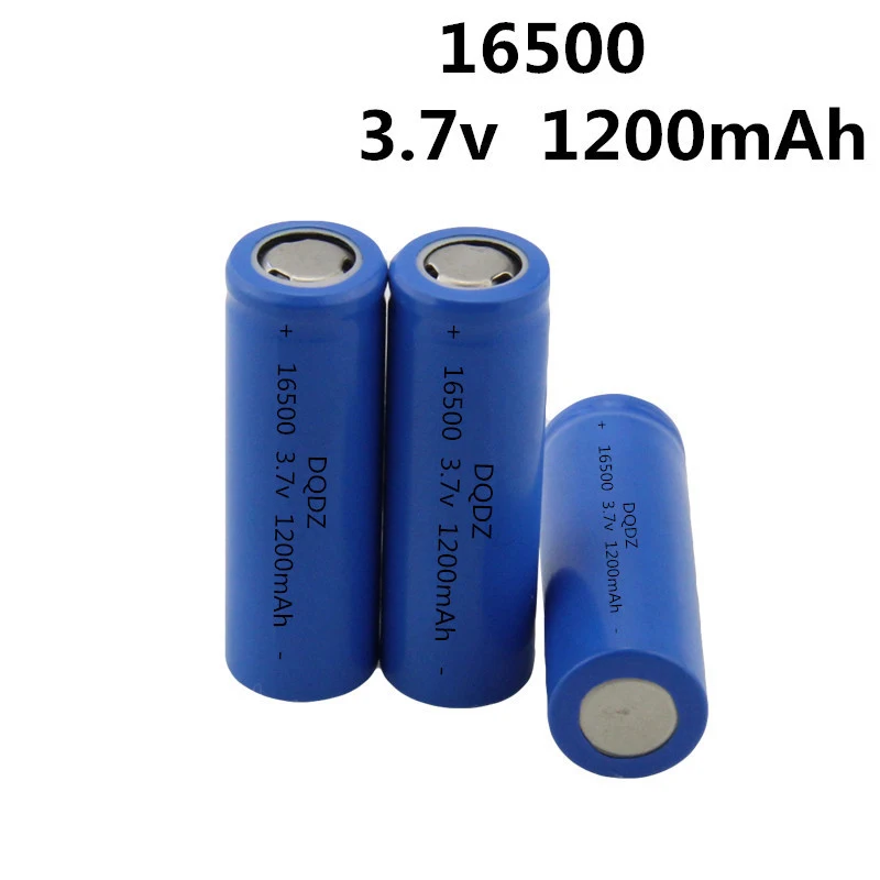 

Hot sale 2pcs/lot 16500 1200mah 3.7V Li-ion rechargeable battery with flat top Free shipping