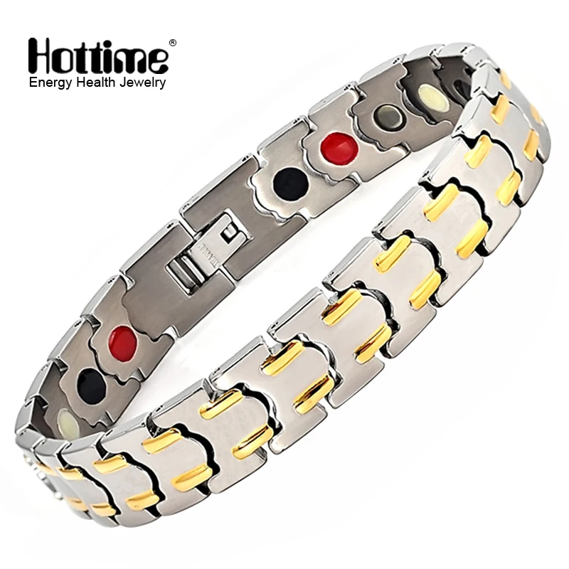

Hottime Stainless Steel Healthy Magnet Bracelet Men Jewelry Bio Energy Magnetotherapy Father's day Gift 10175