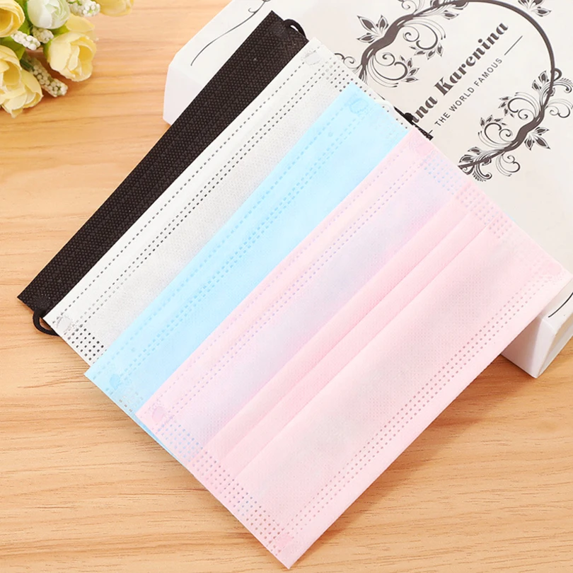 Moledodo 50pcs Disposable Dust Mouth Mask Non-woven sunscreen pink mask Flood control anti-pollution disposable Mouth mask  D50