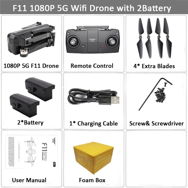 SJRC F11 GPS Drone with 5G Wifi FPV 1080P Camera Gesture Control Brushless Quadcopter 25mins Flight Time Foldable Selfie RC Dron - Color: 1080P 2B FB