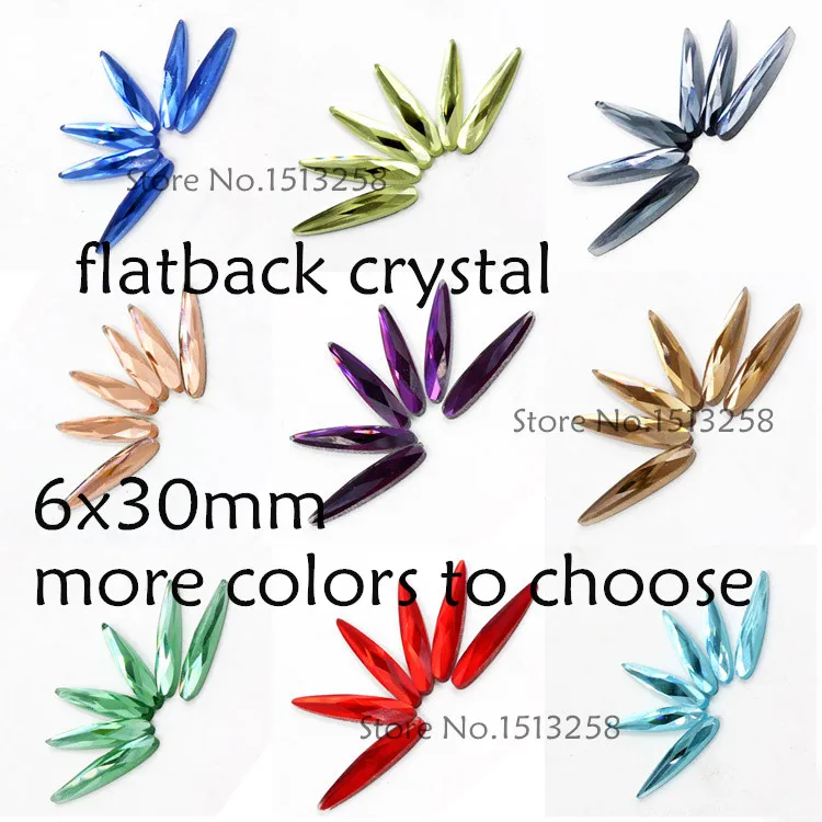 

More Colors 100pcs 6x30mm Flatback Glass Crystal Pear Drop Fancy Crystal Stones Teardrop Glass Stones