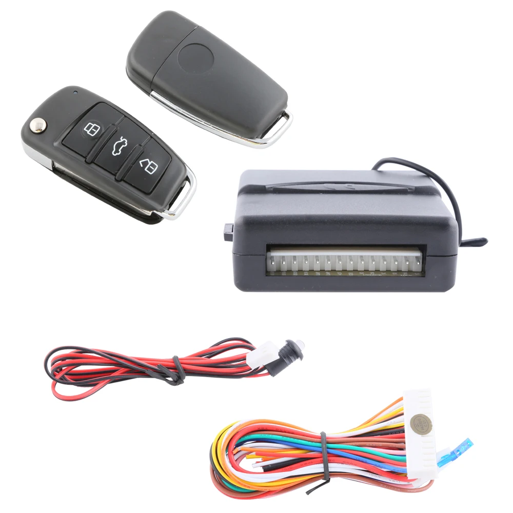Top car keyless entry with 2 flip key FOBs remote lock unlock central