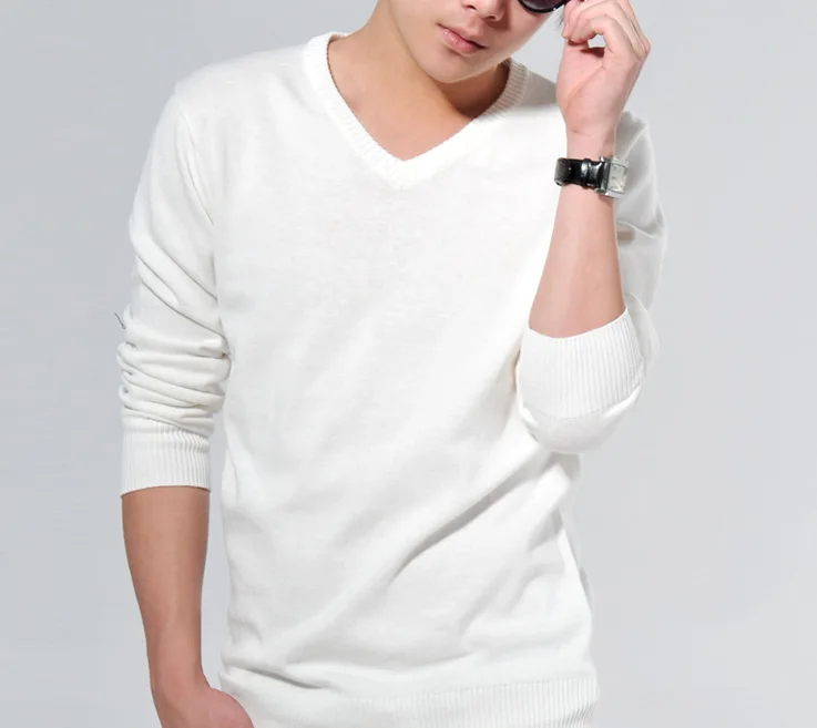 

2018 Spring Korean Men's Solid Color V - Neck Knitted Sweater Base Shirt Long Sleeve Liner Turtleneck, Tide Male MP13