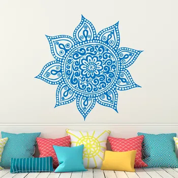 

Mandala Vinyl Wall Sticker Lotus Flower Yoga Wall Decals Indian Bedroom Yoga Studio Boho Moroccan Bohemian Bedding Wall Art J041