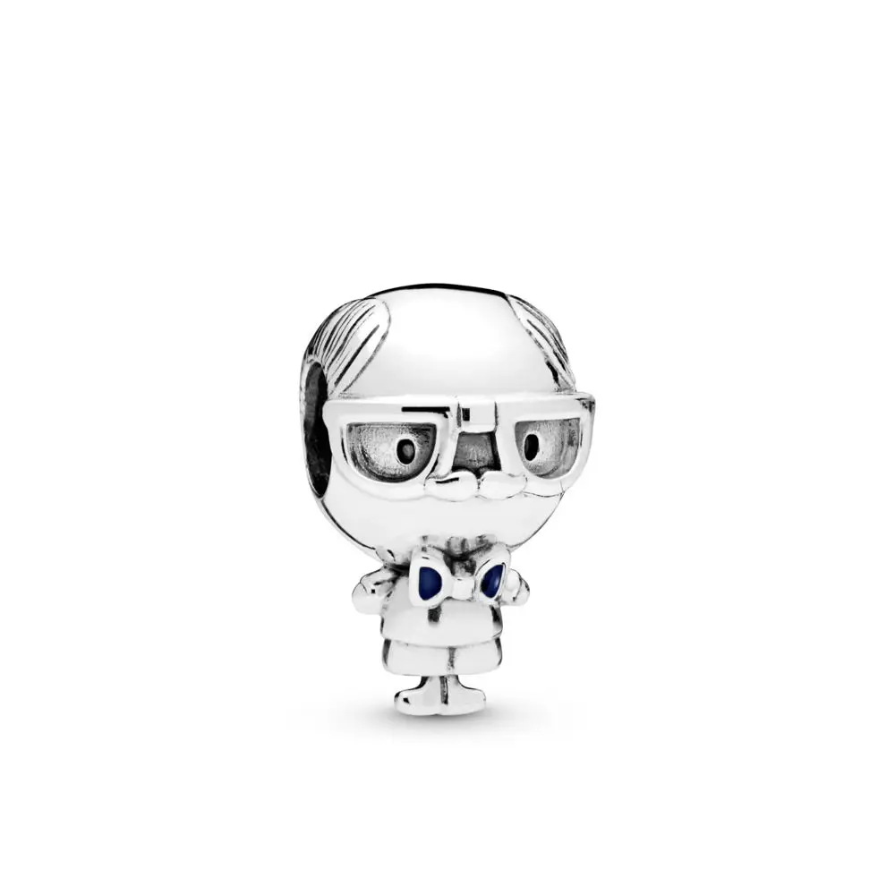 Красочная эмаль 925 стерлингового серебра Клевер CZ красота робот девушка для ювелирные изделия, подвески для оригинальной Подвески Pandora Браслеты - Цвет: grandfather