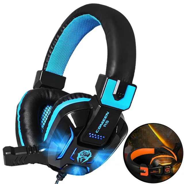 Canleen R8 Gaming Headset Deep Bass Casque Stereo Computer Game Headphones with Microphone LED Light for PC Laptop Canleen R8 Gaming Headset Deep Bass Casque Stereo Computer Game Headphones with Microphone LED Light for PC Laptop