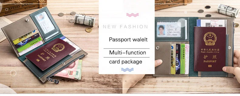 Чехол для паспорта унисекс из натуральной кожи многофункциональный ID держатель для карт мужской дорожный кошелек сумка для карт на молнии ультратонкий держатель для билетов