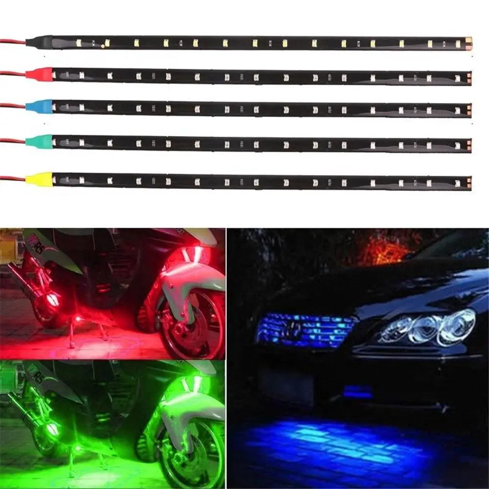 12V автомобильный интерьер светодиодные ленты стикер дневные ходовые огни водонепроницаемый гибкий автомобиль свет 4 цвета