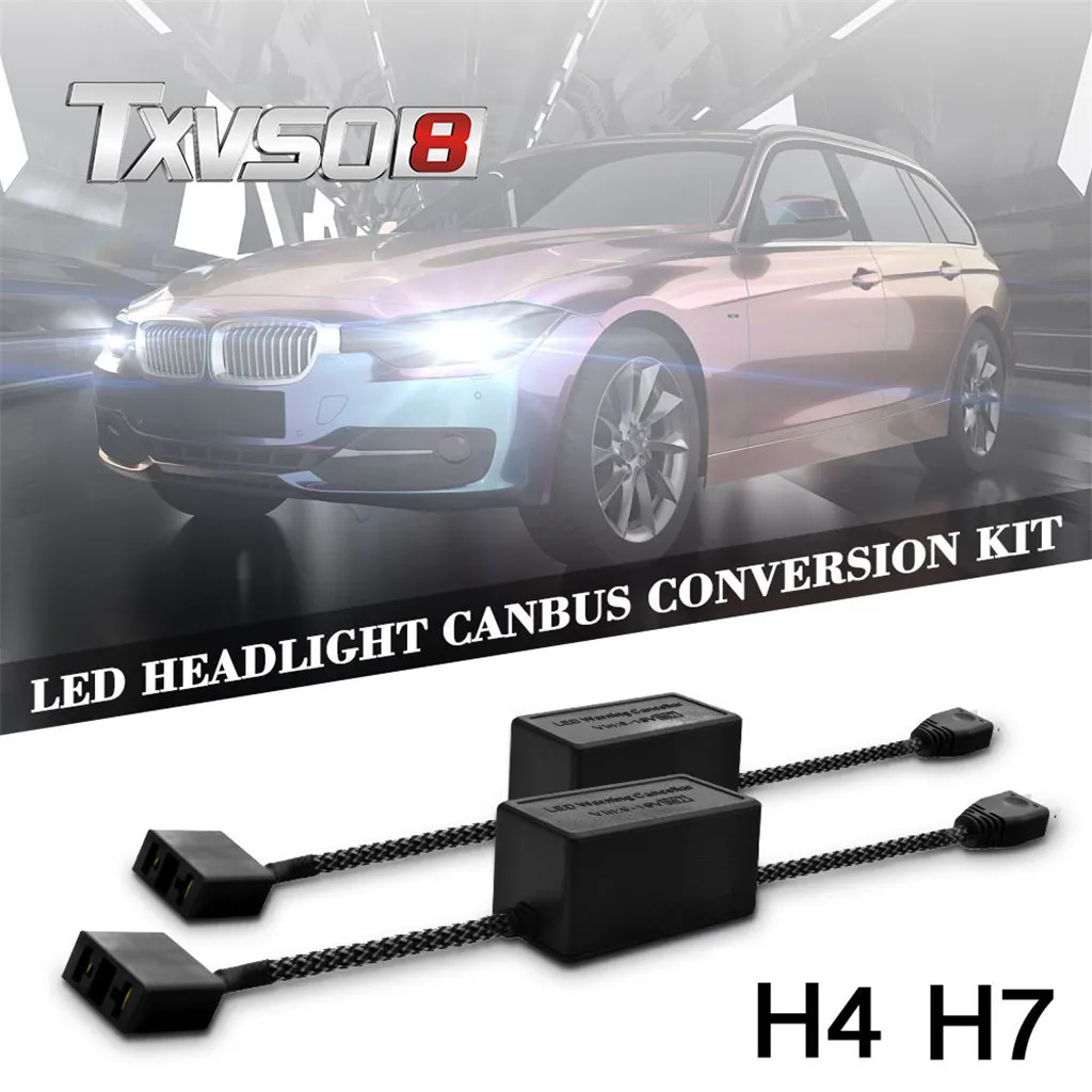

wupp HID LED headlight car decoder 2x Car H7/H4 Headlight LED Decoder Error Free HID Anti-Flicker Resistor#701Y20