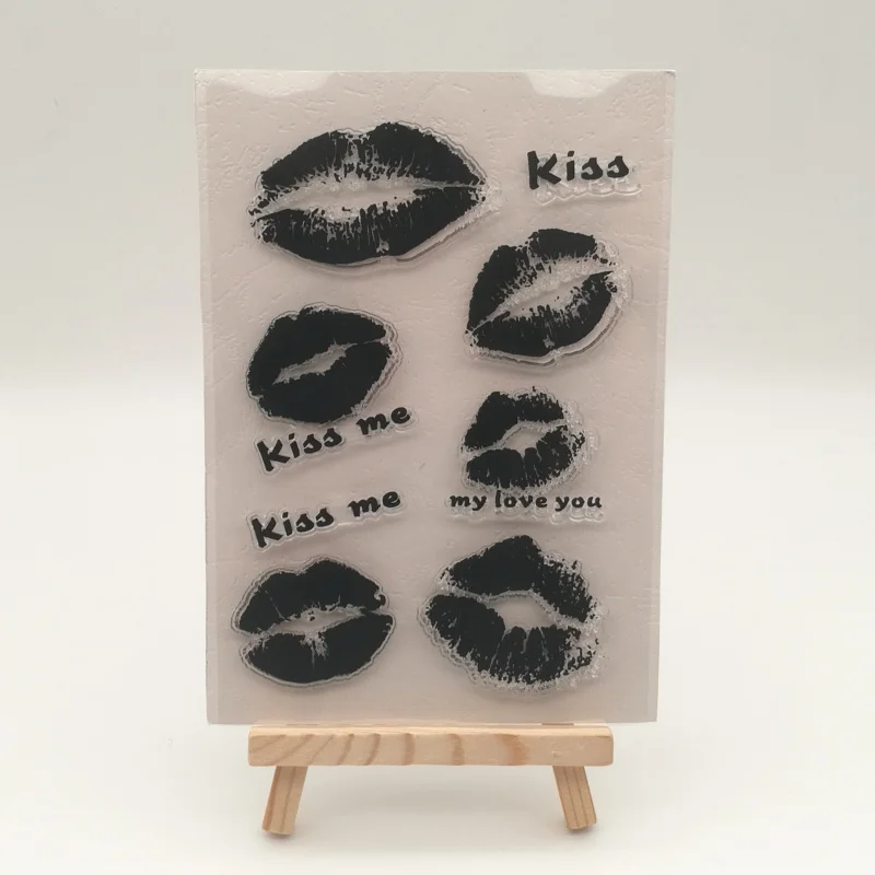 1 лист прозрачный силиконовый трафарет kiss для сделай сам изготовление открыток