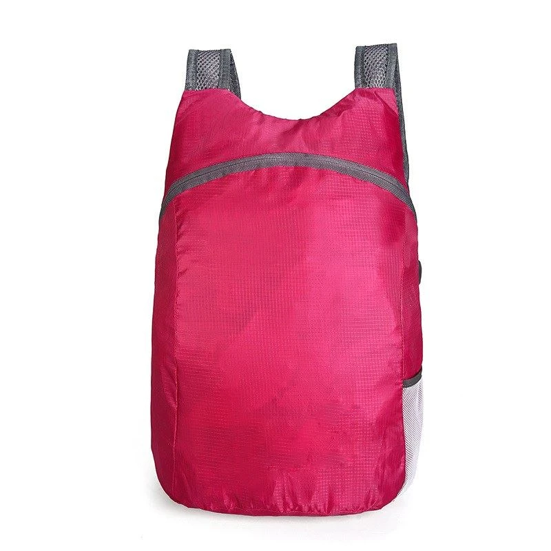 Unisex Folding Backpack Hiking Camping Bag Ultra Light 20L Outdoor Sport Backpack Waterproof Foldable Women Men Travel Backpack - Цвет: Rose red