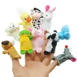10 шт./компл. Мультяшные животные пальчиковые куклы детские плюшевые игрушки для детей подарок Семейные Куклы Детские пальчиковые игрушки