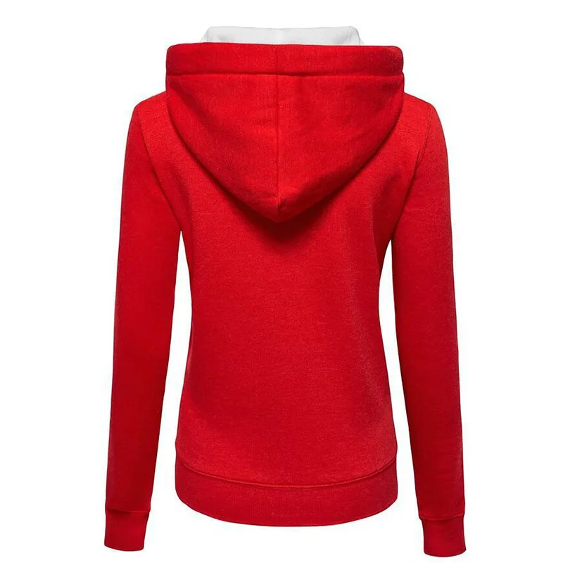 Women Sweatshirt Fashion Hooded Solid Drawstring Long Seeve Outwear Casual Zipper Female Gym Training Jackets Plus Size