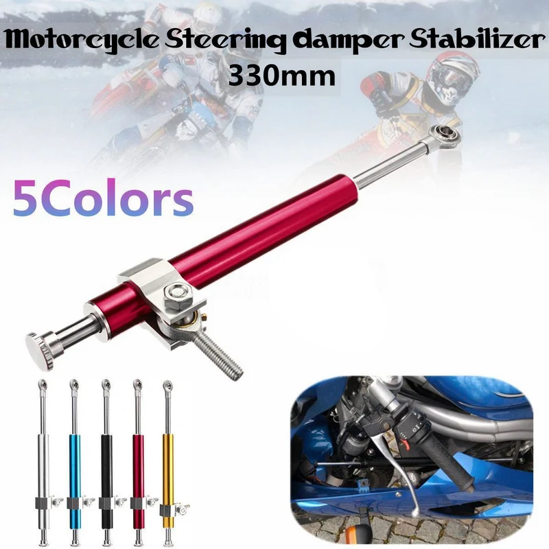 

330MM Universal Aluminum Motorcycle Steering Damper Stabilizer 6way Adjust Stabilizer Linear Safety Control New