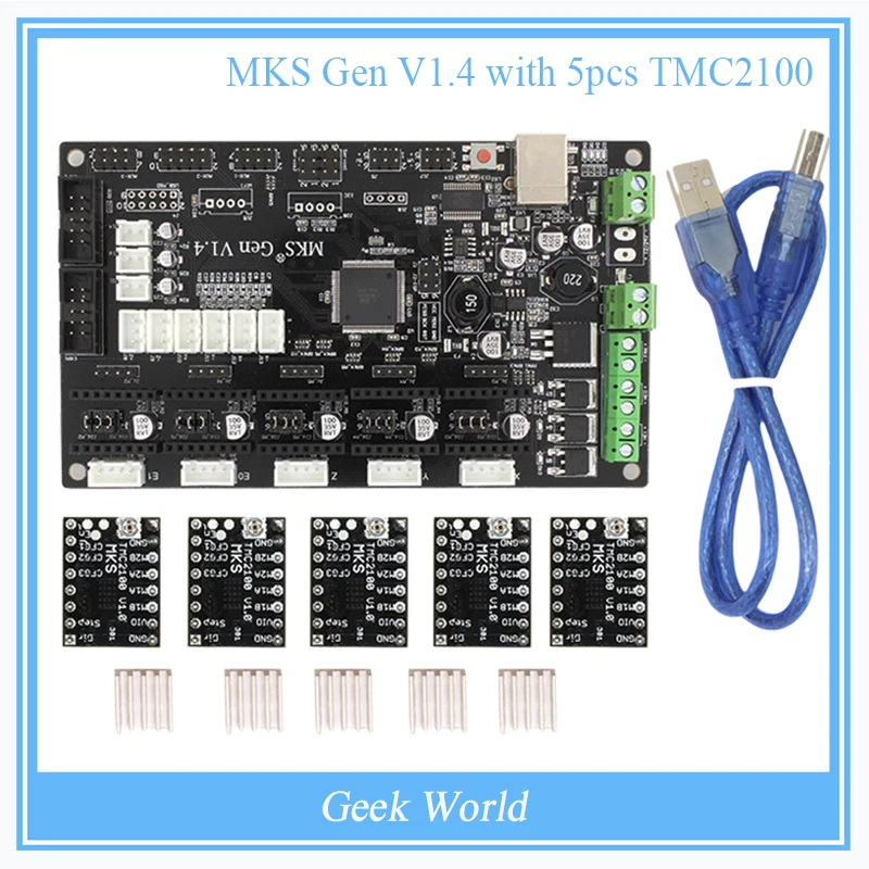 

Latest MKS Gen V1.4 control board Mega 2560 R3 motherboard RepRap Ramps1.4 compatible with USB and 5PCS TMC2100