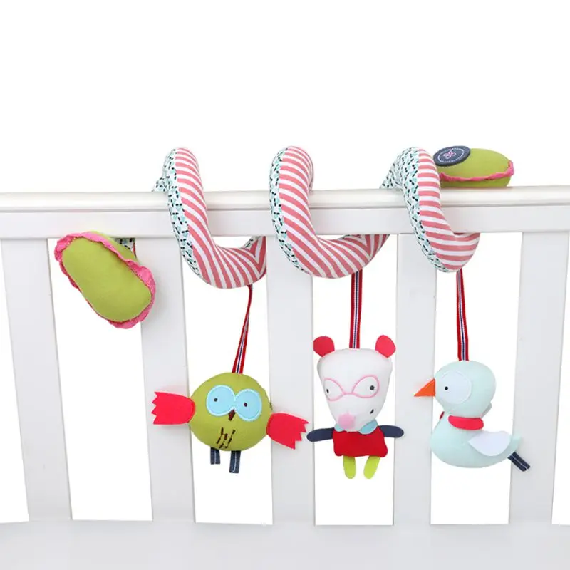 

New Cute Animals Rattle Bed Crib Car Hanging Stroller Spiral Plush Appease Toys Teether Developmental Rattles Baby Stroller Toys