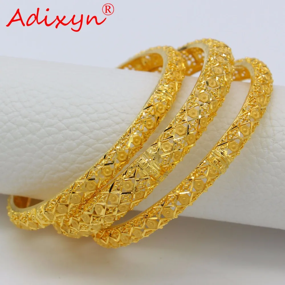 Adixyn 3 шт 4 размера золотые браслеты Дубая для женщин золото цвет браслеты и браслеты эфир/арабский/Ближний Восток вечерние подарки N04182