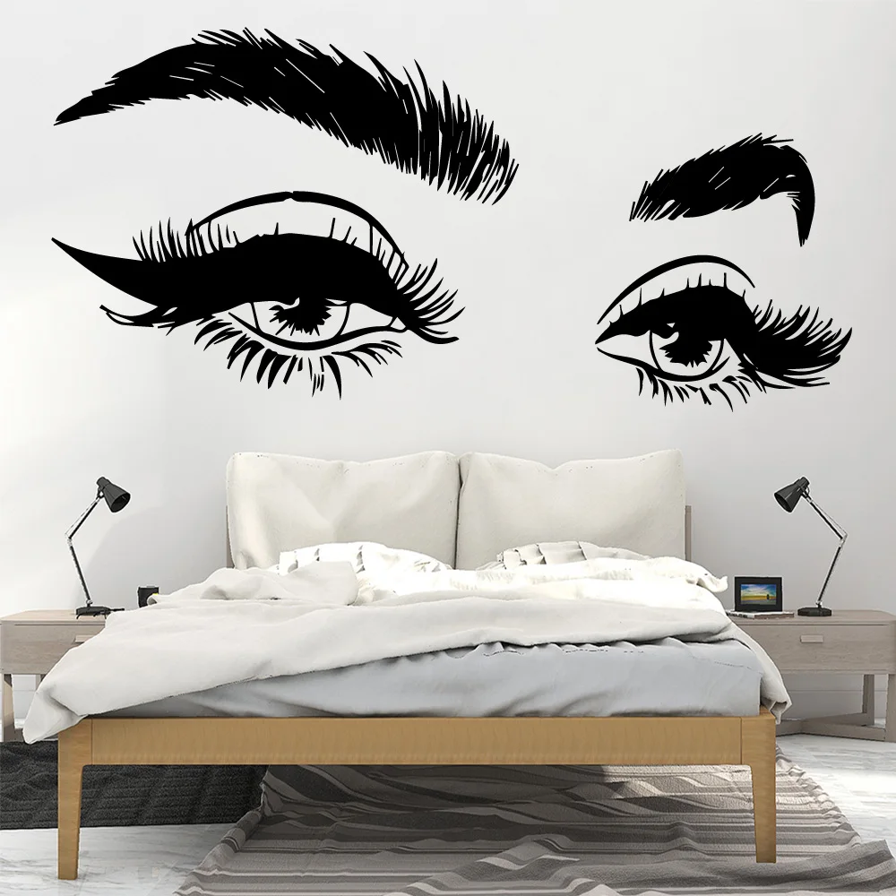 

2019 New Arrivels Beautiful Eyelashes Eye Vinyl Wall Sticker Decal Modern Home Decor Art Salon Girls Eyes Eyebrows Wall Decals