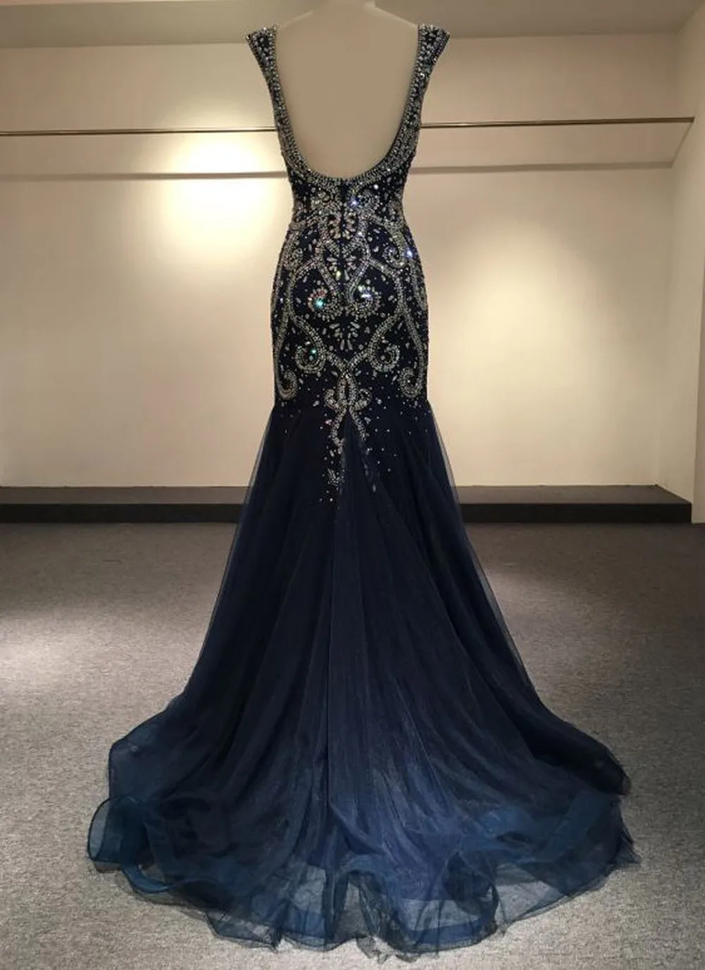 Luxury Mermaid Evening Dress Long 2018 Heavy Beaded Sleeveless Arabic Evening Gown Formal Party Dresses Open Back robe de soiree